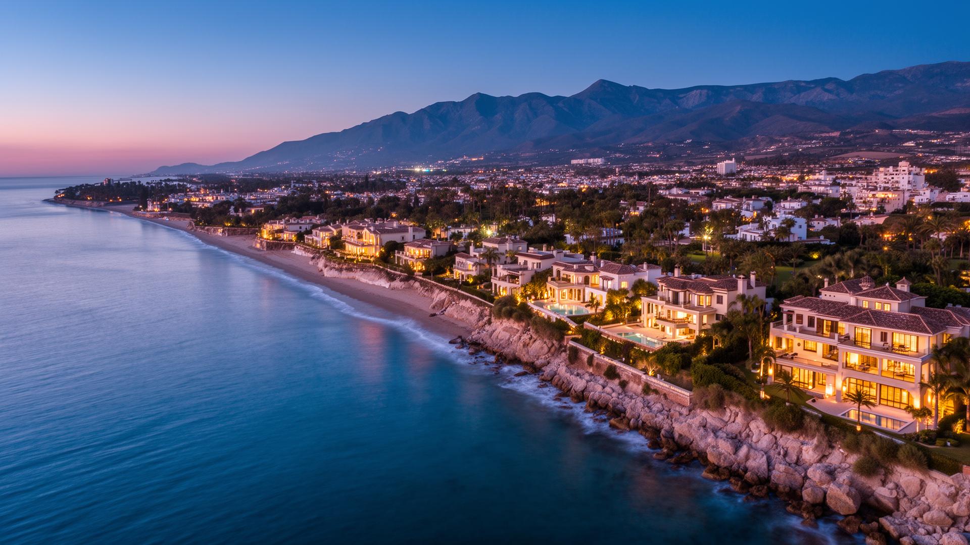 Marbella coastline at twilight